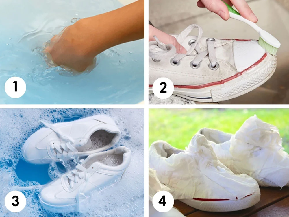 Chuẩn bị dụng cụ trước khi giặt giày